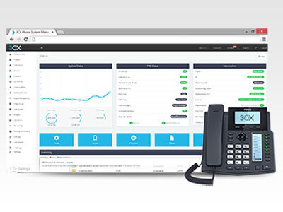3CX dashboard and desk phone